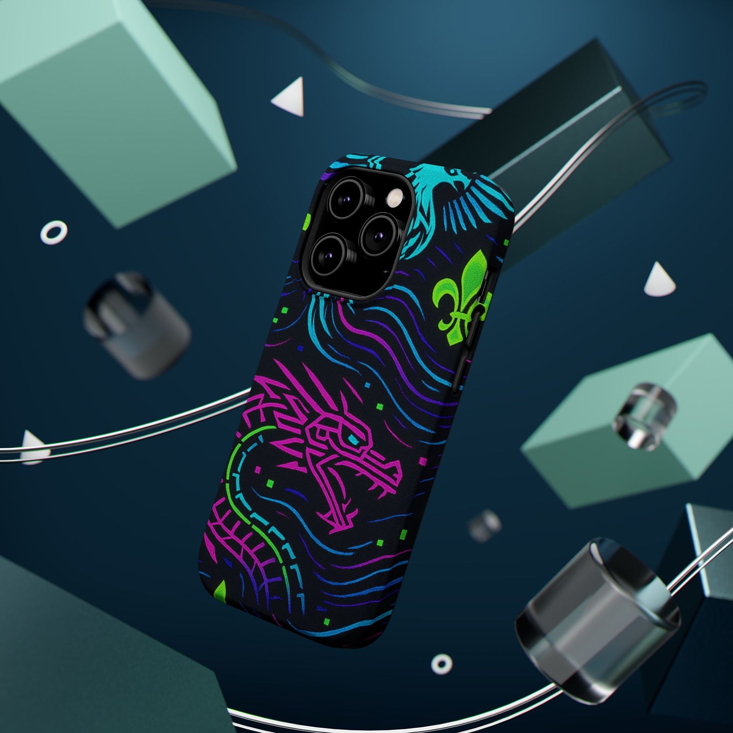 Dynamic Dragon Magnetic Phone Case | Colorful Floral Design | Gift for Gamers, Fantasy Lovers, Halloween, Unique Accessories