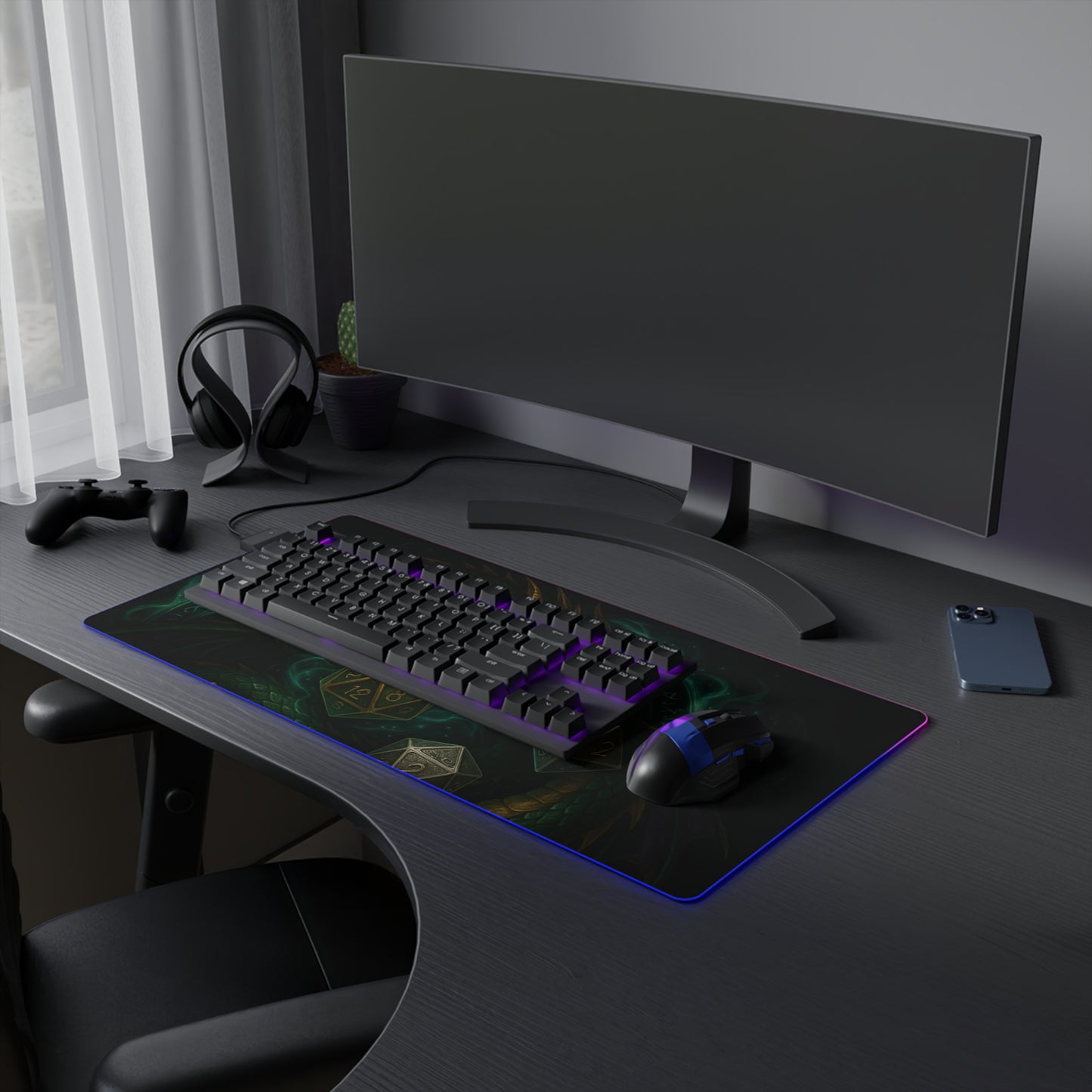 LED Gaming Mouse Pad with Dragon Design - Perfect for Gamers, Dungeons & Dragons, Gaming Setup, Gifts, Room Decor