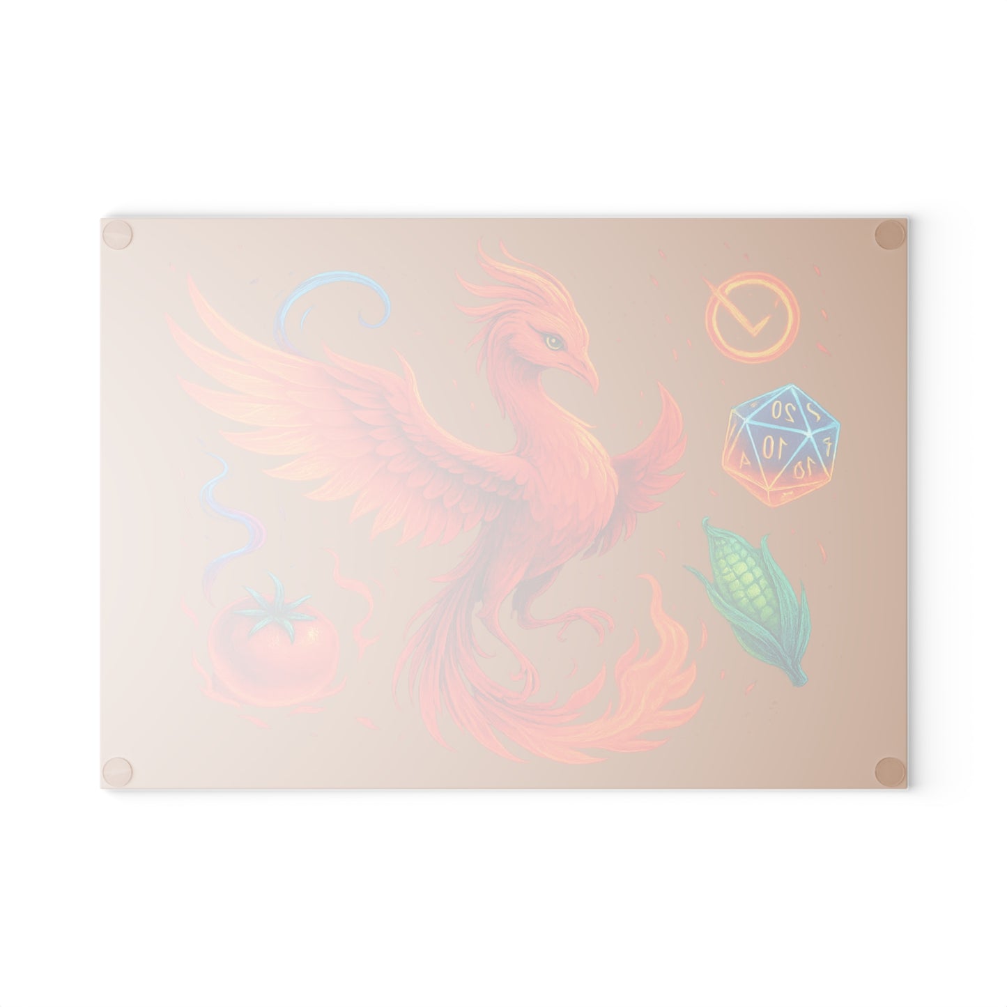 Vibrant Phoenix Glass Cutting Board - Unique Kitchen Decor, Ideal for Gamers, Great Gift for Holidays, BBQ, and Housewarming!