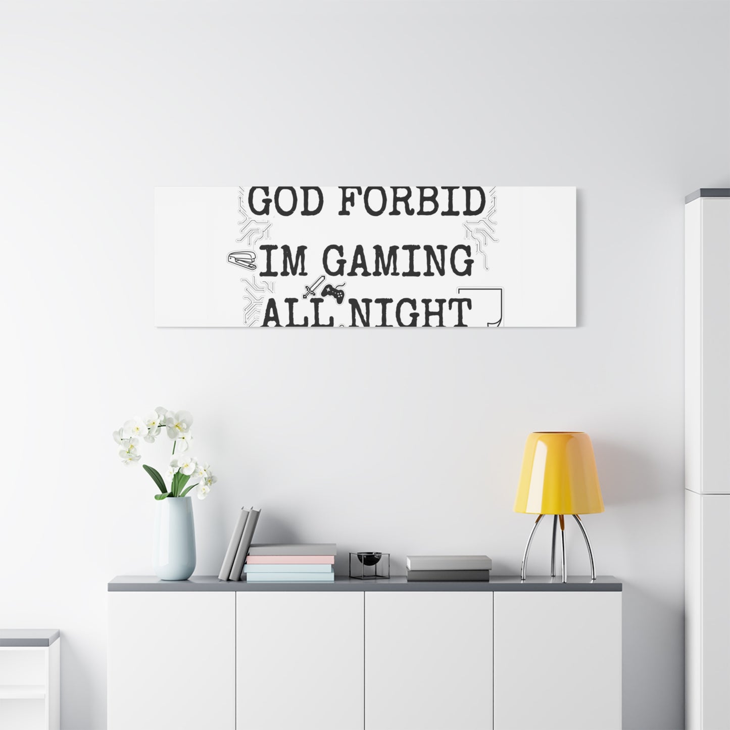God Forbid I'm Gaming All Night Canvas | Sarcastic Office Humor, 90s Aesthetic