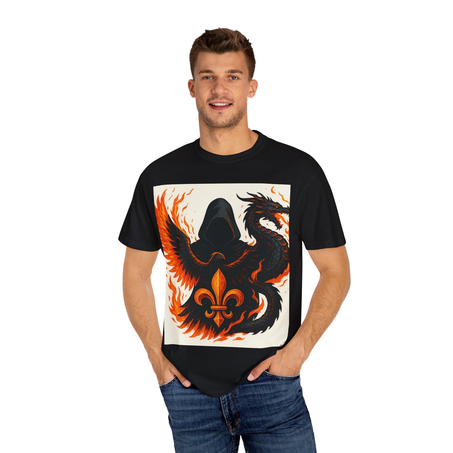 Bold Dragon and Phoenix Graphic Tee, Unisex T-Shirt for Fantasy Lovers, Unique Gift for Birthdays, Casual Wear, Graphic Shirt