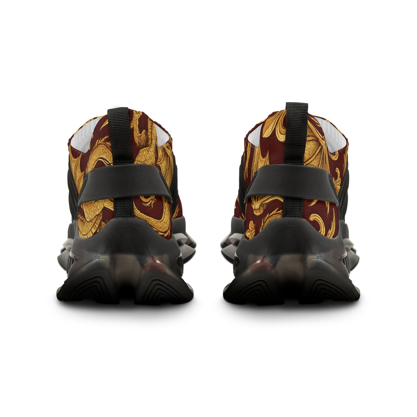 Stylish Men's Mesh Sneakers with Elegant Golden Dragon Design, Fitness Shoe, Casual Kick, Gift for Him, Trendy Footwear