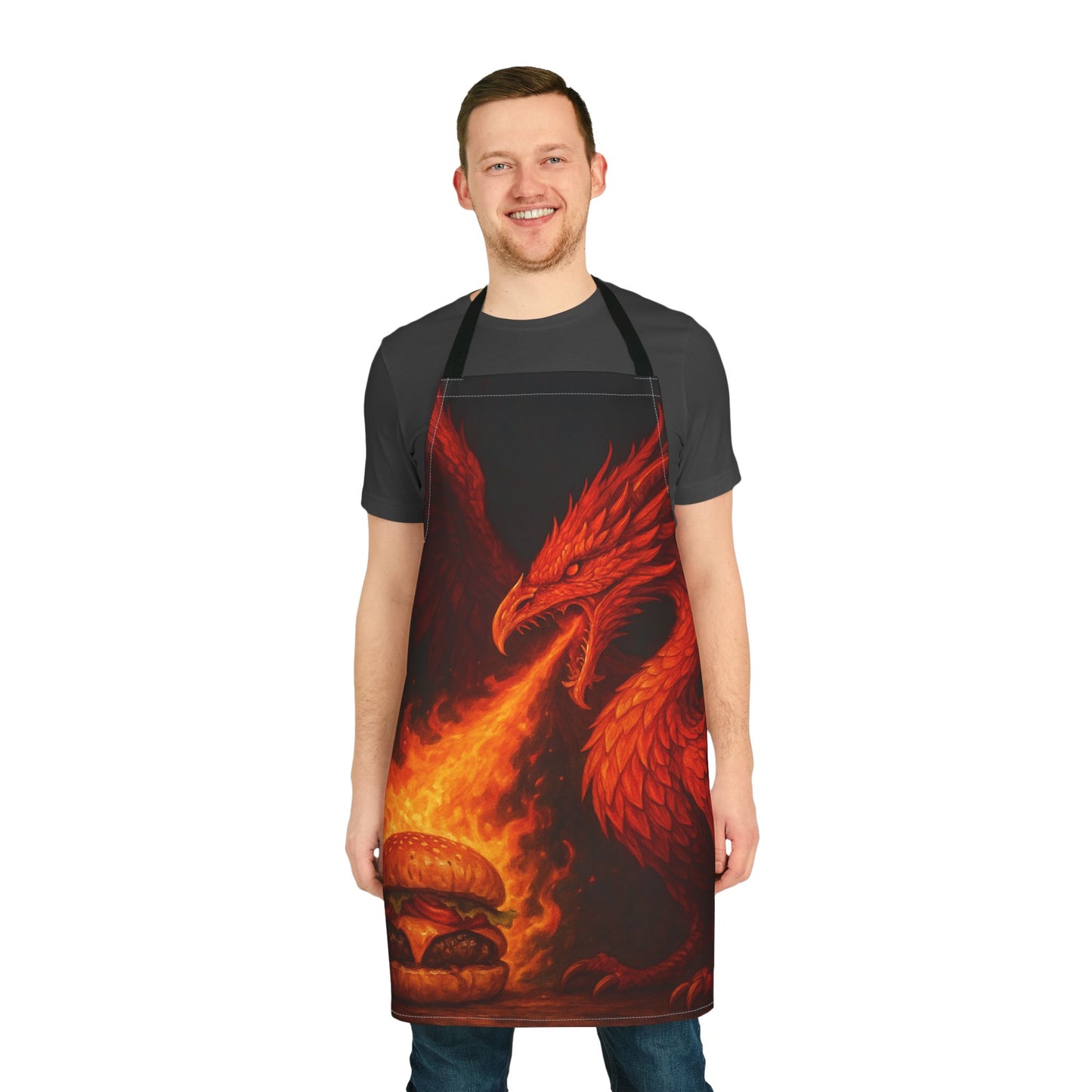 Fiery Dragon Apron, Perfect for Cooking Gifts, BBQ Nights, Grilling Accessories, Unique Kitchen Decor, Fantasy Themed Cooking